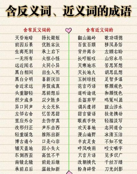 四字成语中的反义之美